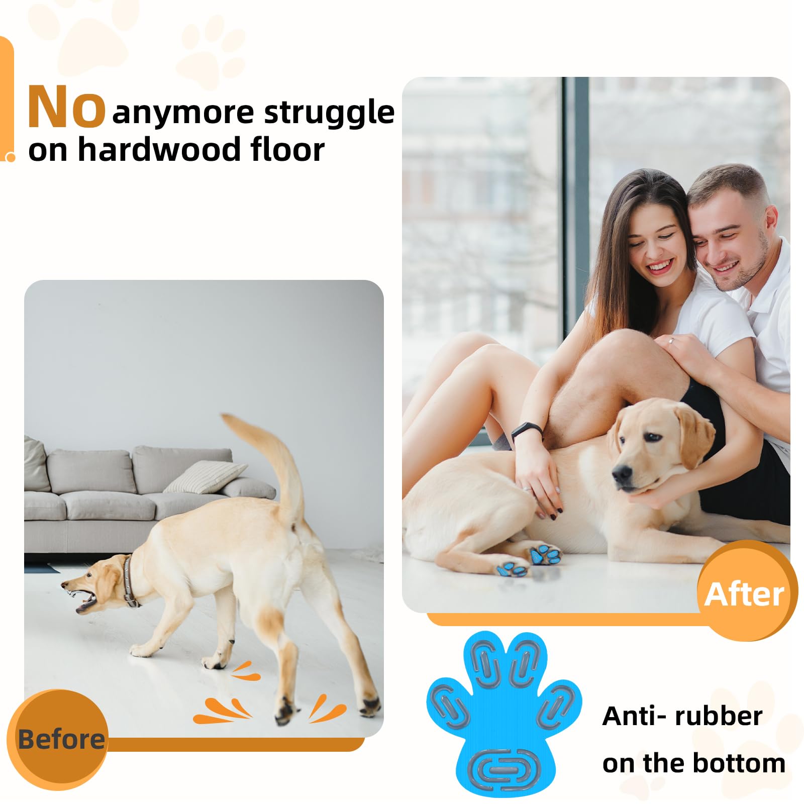 MBTWZ paw pad applied to senior dog's paw for safer indoor steps