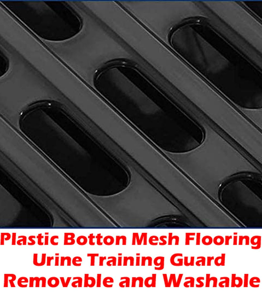 Mcage Deluxe Hutch leakproof tray helps keep the area clean and odor-controlled.