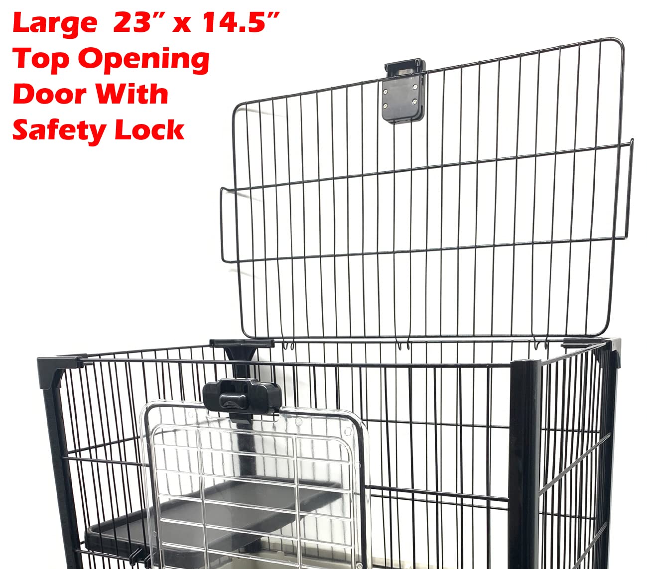Mcage Deluxe Hutch lockable wheels enable smooth repositioning with stability.