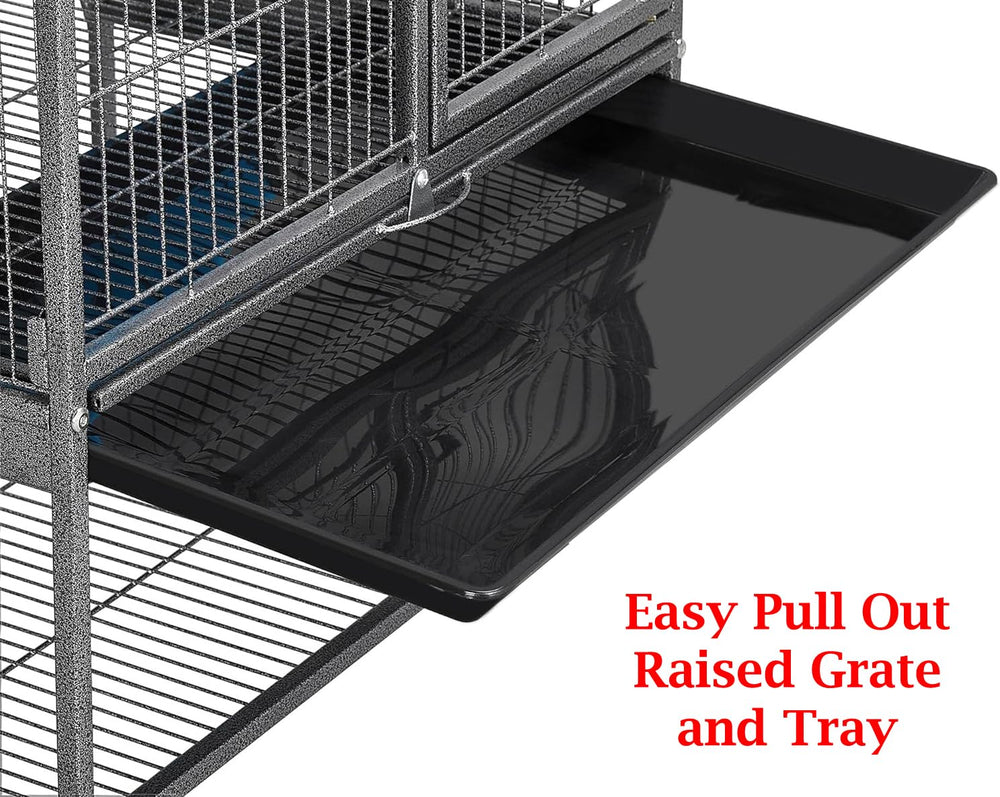 Mcage Deluxe Two Tiers Cage food bowl keeps mealtime tidy