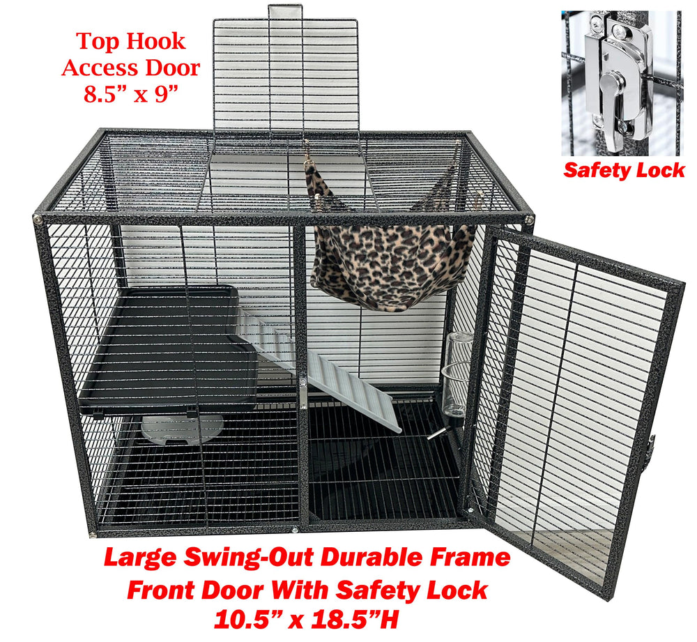 Mcage Deluxe Two Tiers Cage paw-safe ramp and platform for safe exits