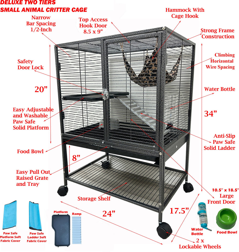 Mcage Deluxe Two Tiers Cage with tight 1/2 inch spacing prevents escapes