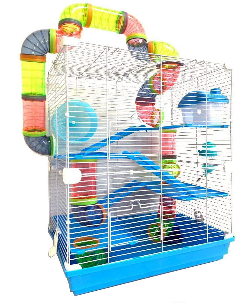 Mcage large five-floor blue hamster mansion front view promotes spacious multi-level layout