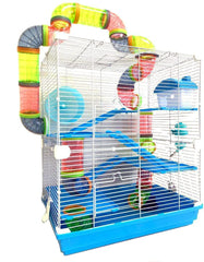 Mcage large five-floor blue hamster mansion front view promotes spacious multi-level layout
