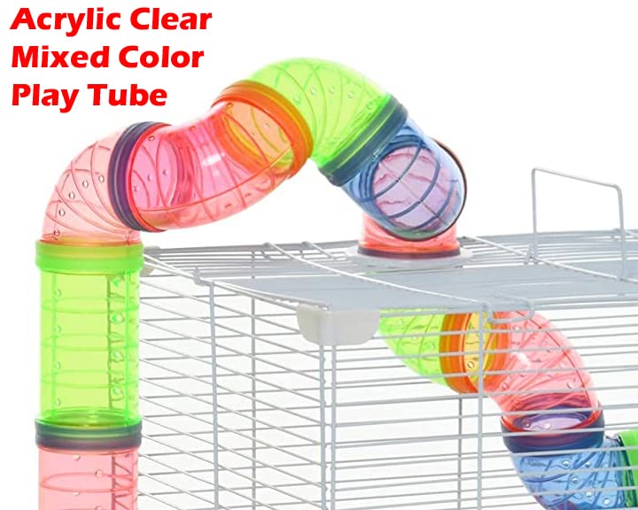 Mcage large five-floor blue hamster mansion side view shows climbing-friendly design
