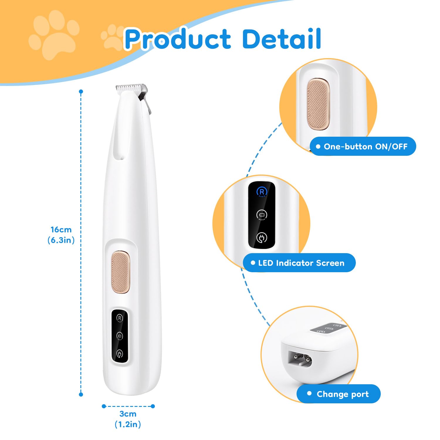 Mcbazel Pet Micro Precision Trimmer uses a 0.7-inch narrow blade for precise detail.