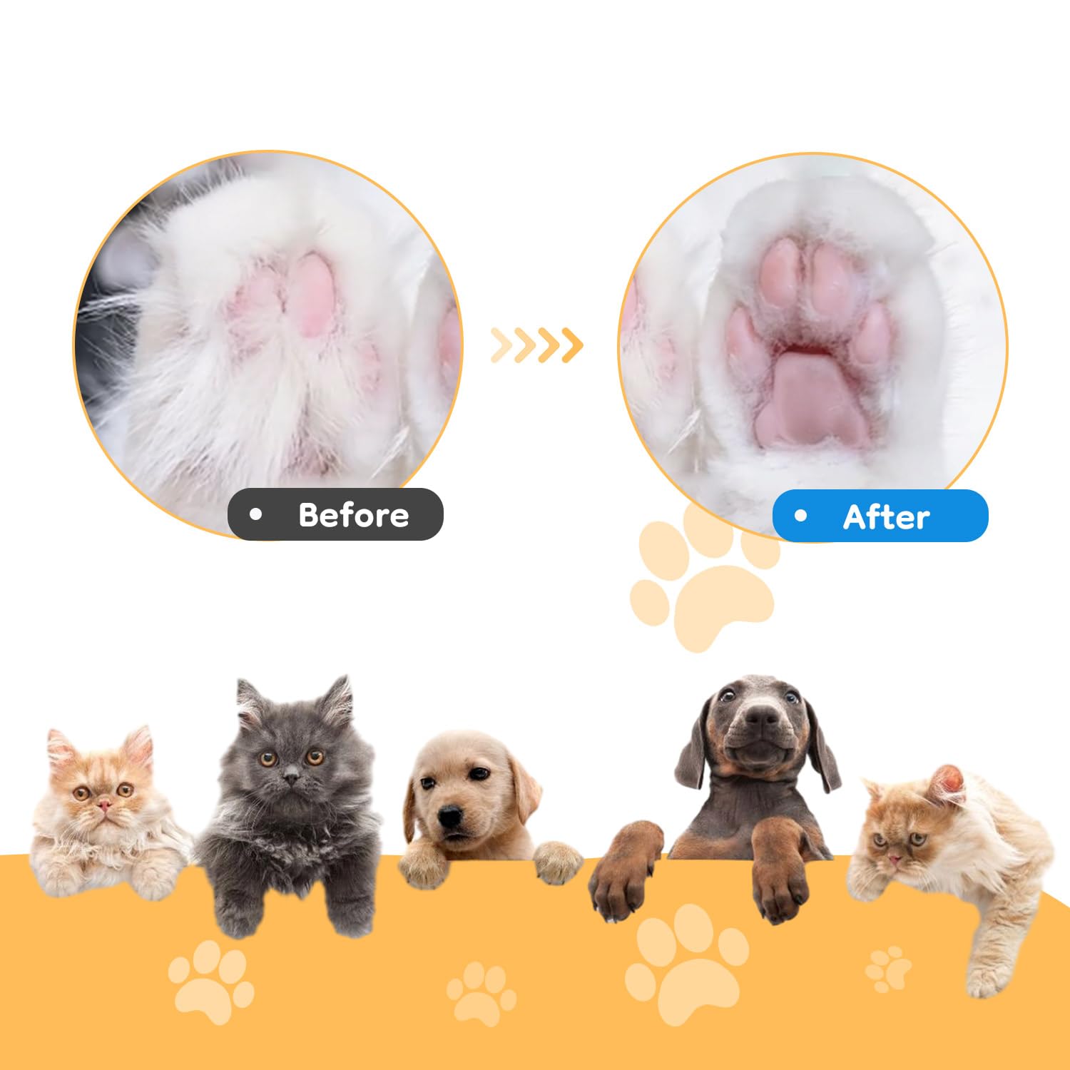 Mcbazel Pet Micro Precision Trimmer package includes paw shaver, power cable, and cleaning brush.