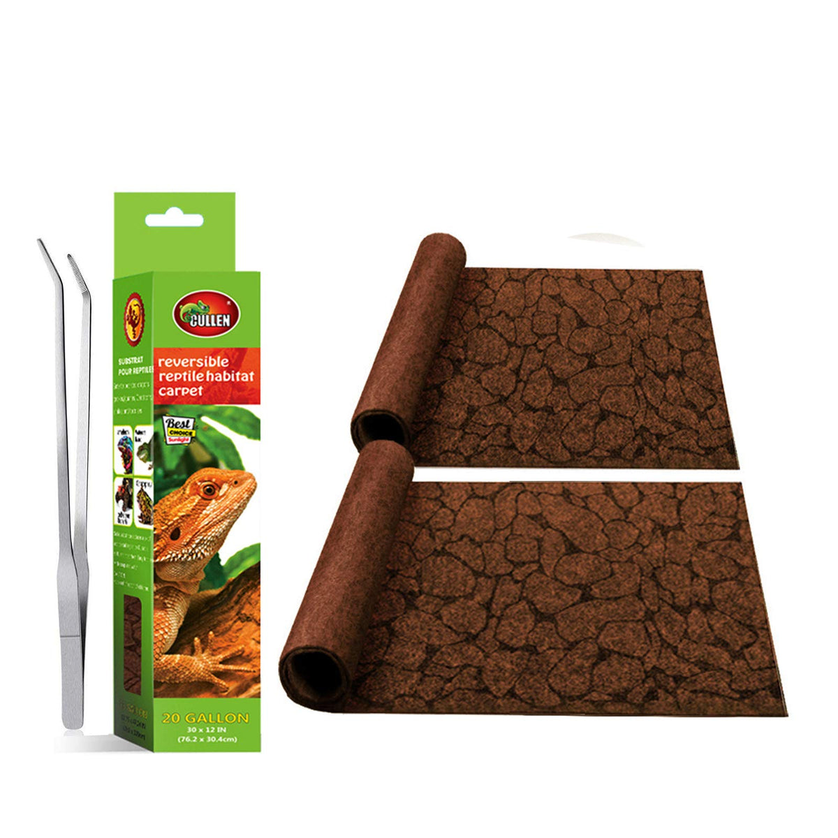 MCLANZOO reptile carpet in a 20-gallon terrarium with desert design for easy setup.