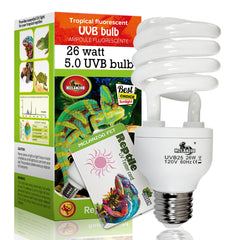 MCLANZOO UVB 5.0 tropical 26W bulb for reptile terrarium activity.