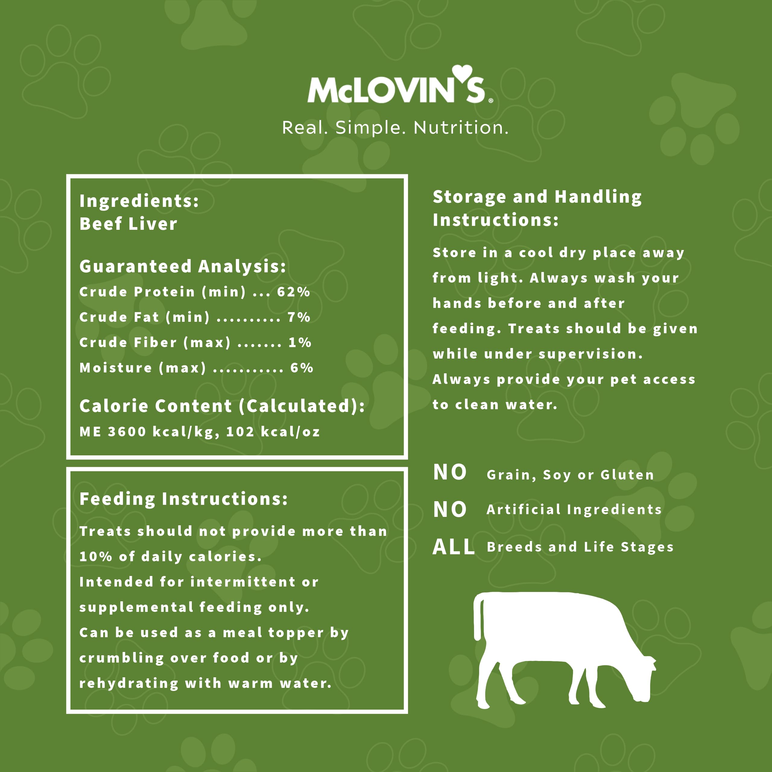 Single-ingredient McLovin's liver toppers shown on a feeding dish