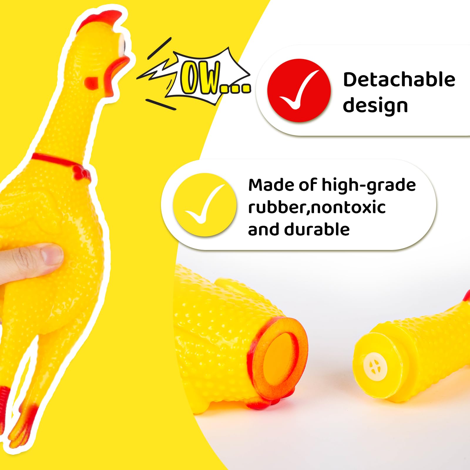 MCPINKY second small squeaky chicken 6.3in for duo play.