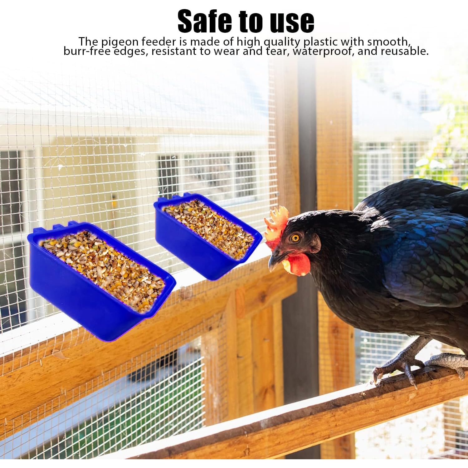 MdakeGo small animal food bowl blue, versatile for rabbits and birds.