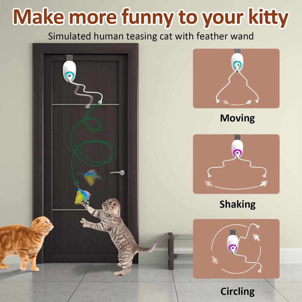 Mdupw retractable strings cat toy offers adjustable play length for safety.
