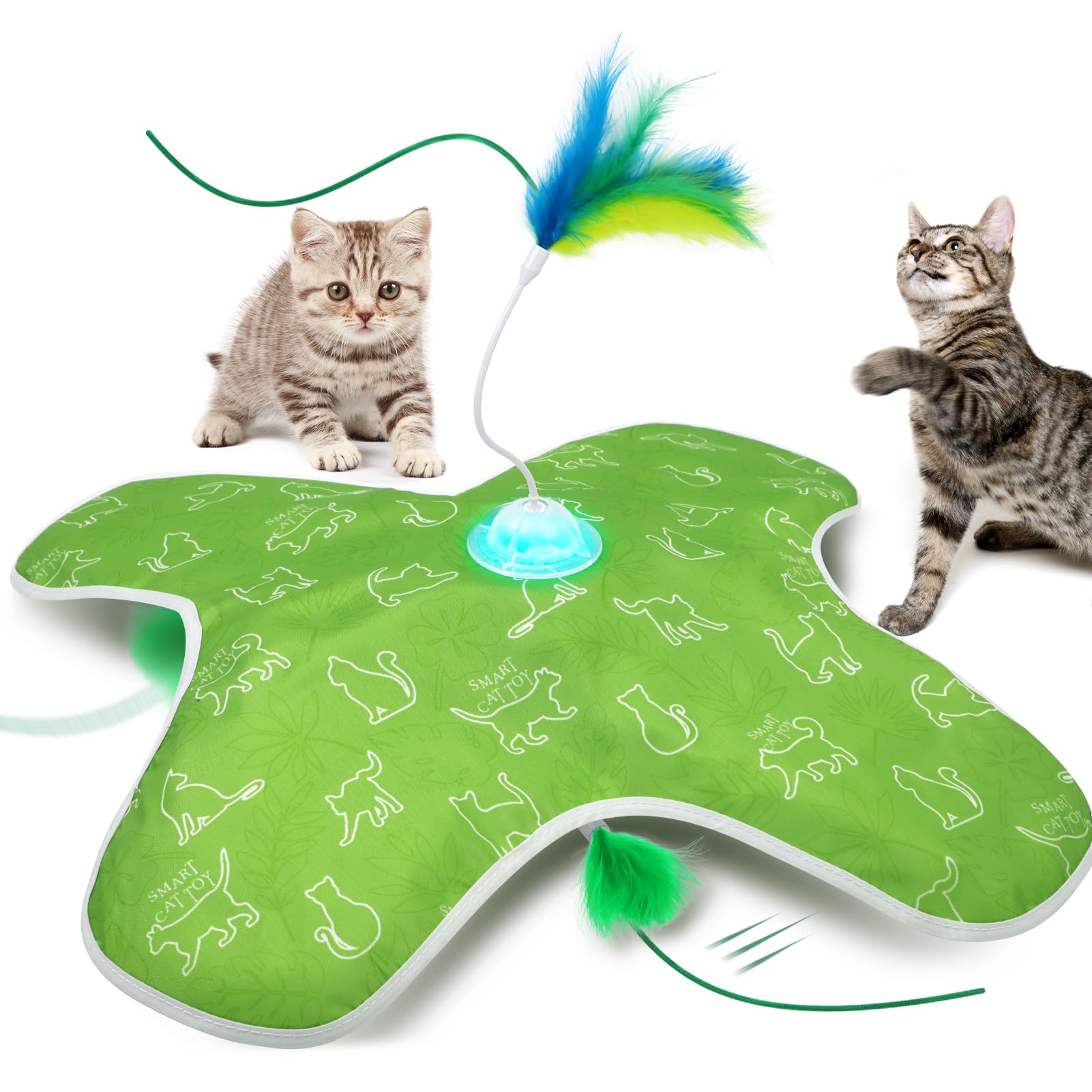Mdupw interactive cat toy with hidden feather cover for indoor hide-and-seek play