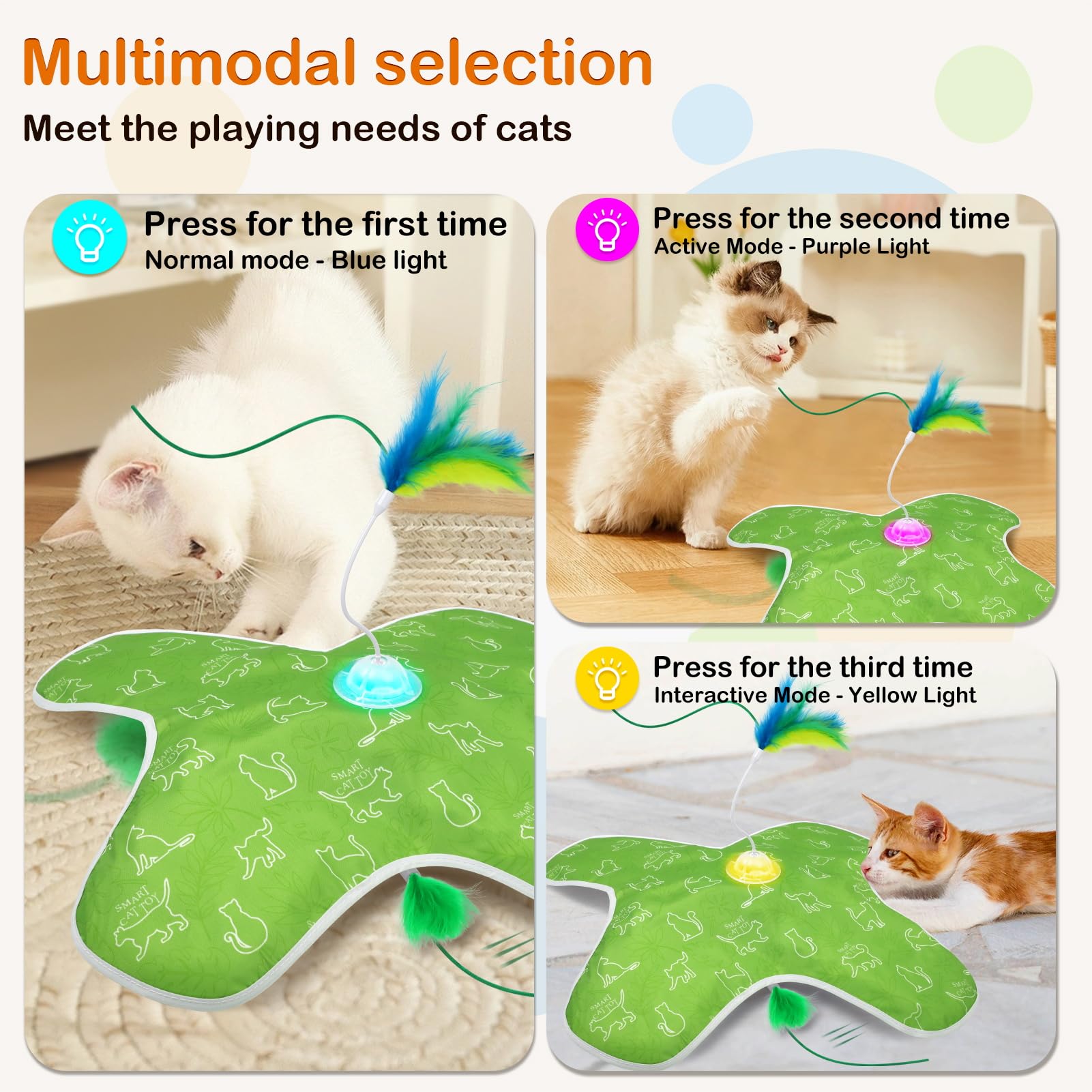 Mdupw interactive cat toy shown in indoor play area stimulates chasing and pouncing