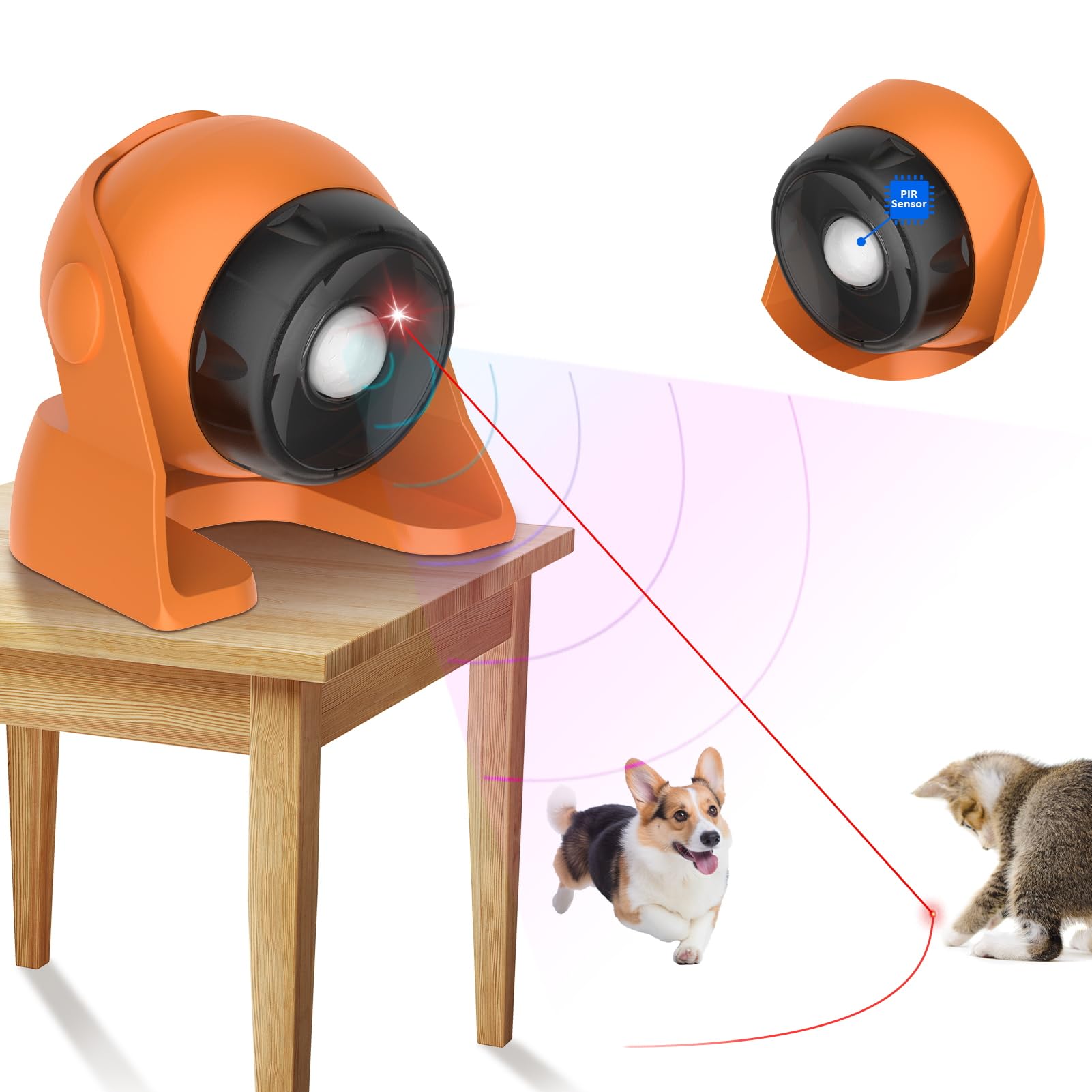 Mdupw motion-activated cat laser toy in action sparks energetic indoor play.