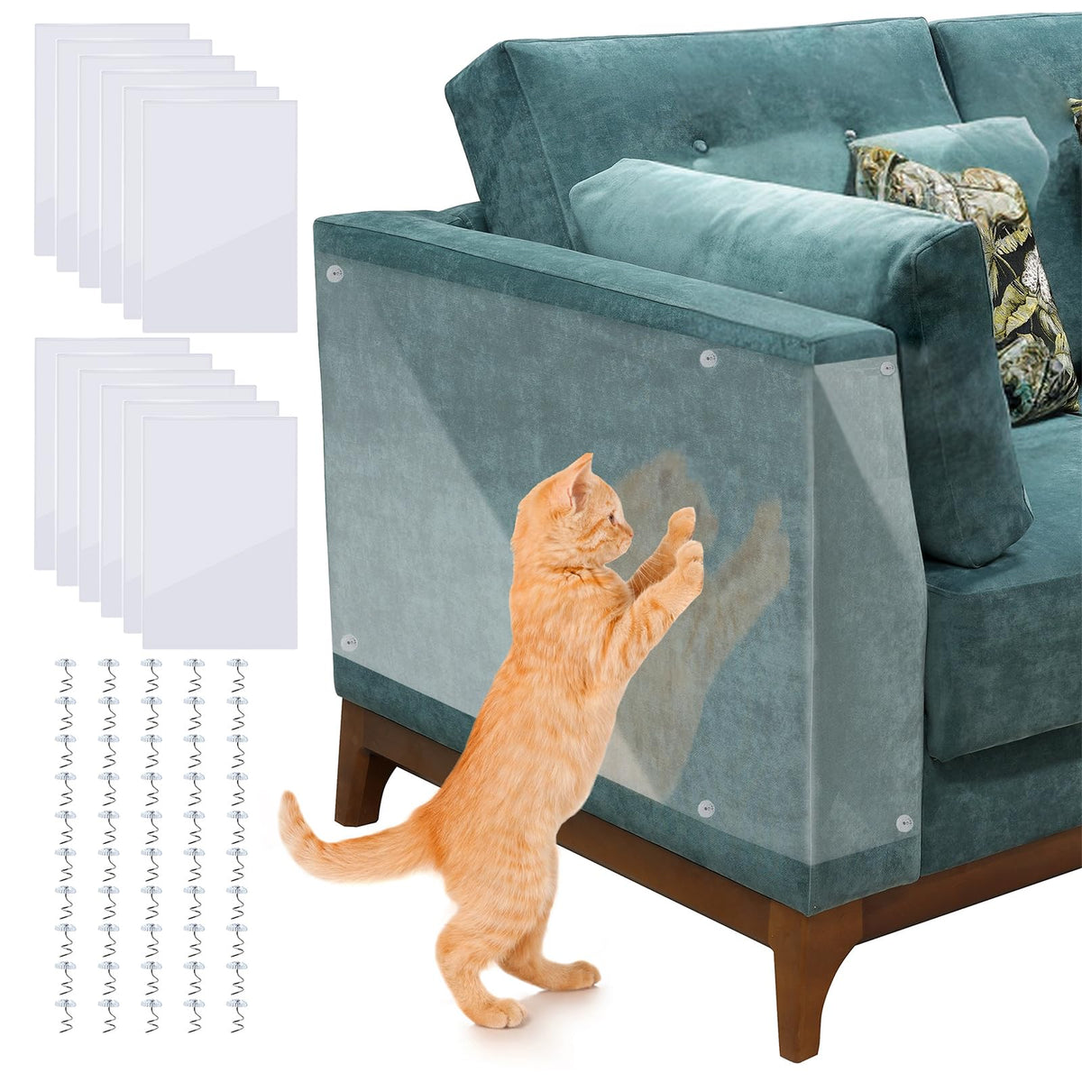 mdzysj anti-scratch furniture protector 12-pack shields your sofa from cat claws