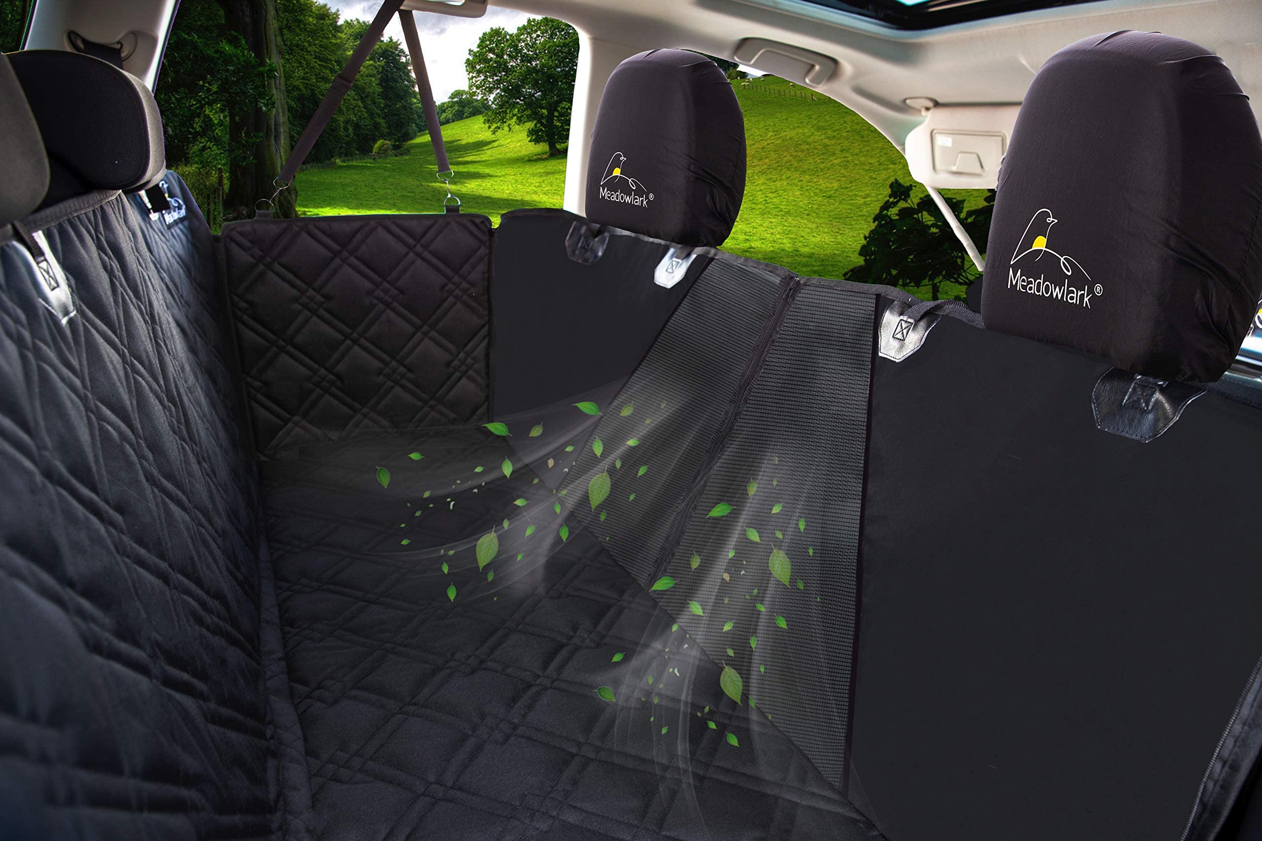 Meadowlark back-seat protector resists dirt and scratches on trips
