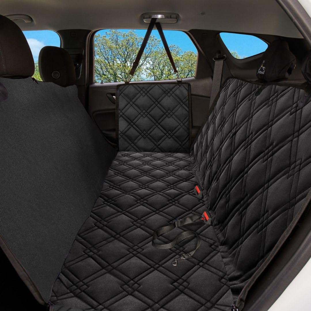 Meadowlark Dog Seat Cover non-slip backing prevents sliding on trips.