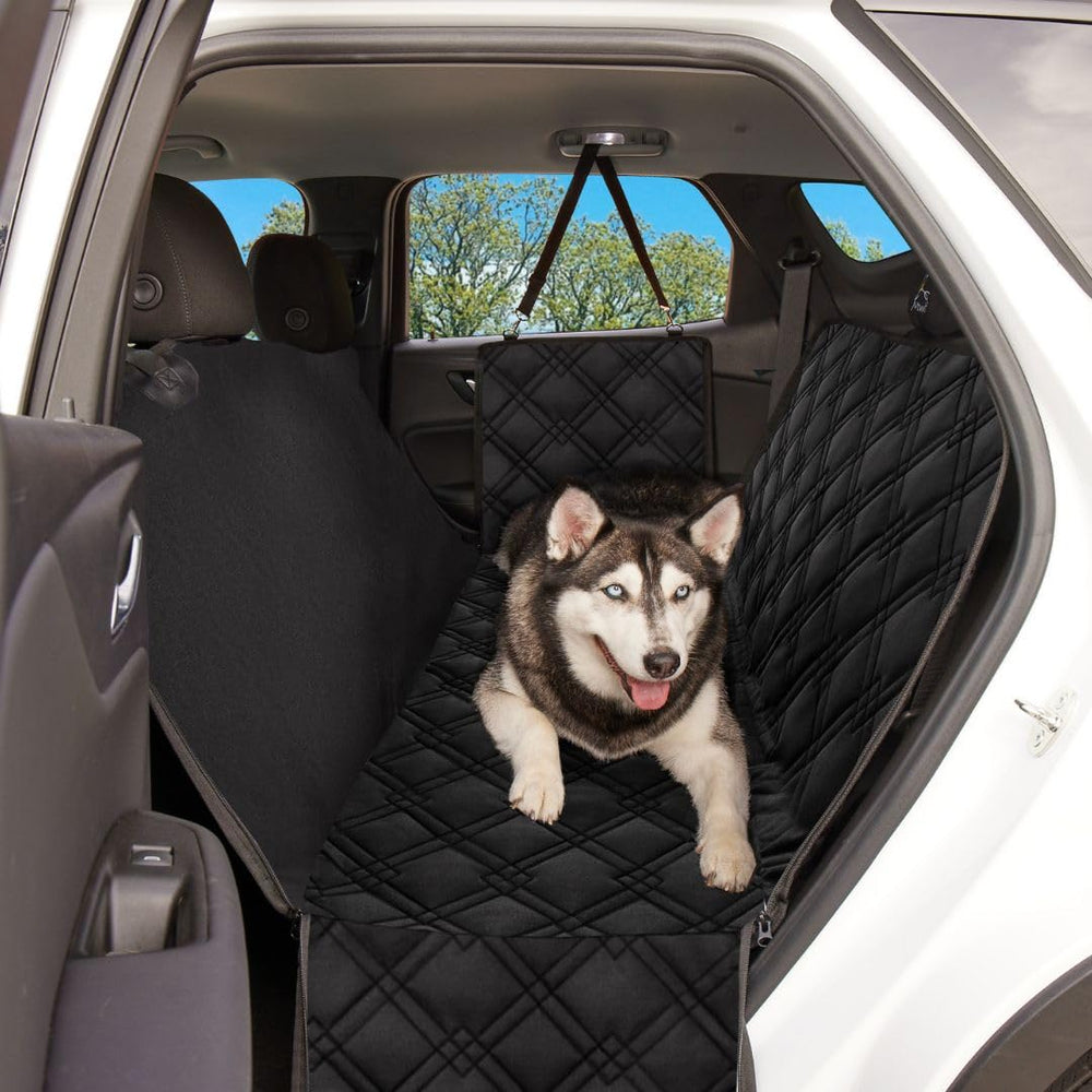 Meadowlark Dog Seat Cover seat belt included for added travel safety.
