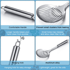 Meanplan metal litter scoop cleans quickly with water for tidy, ready-to-use litter box.