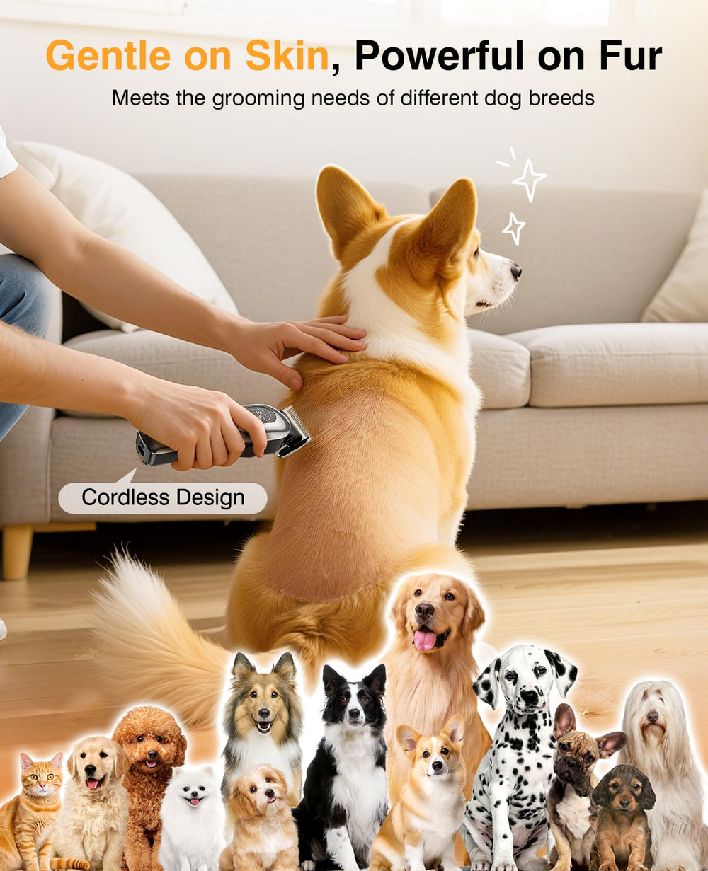 Mearens clipper features ergonomic handle for comfortable extended grooming sessions.