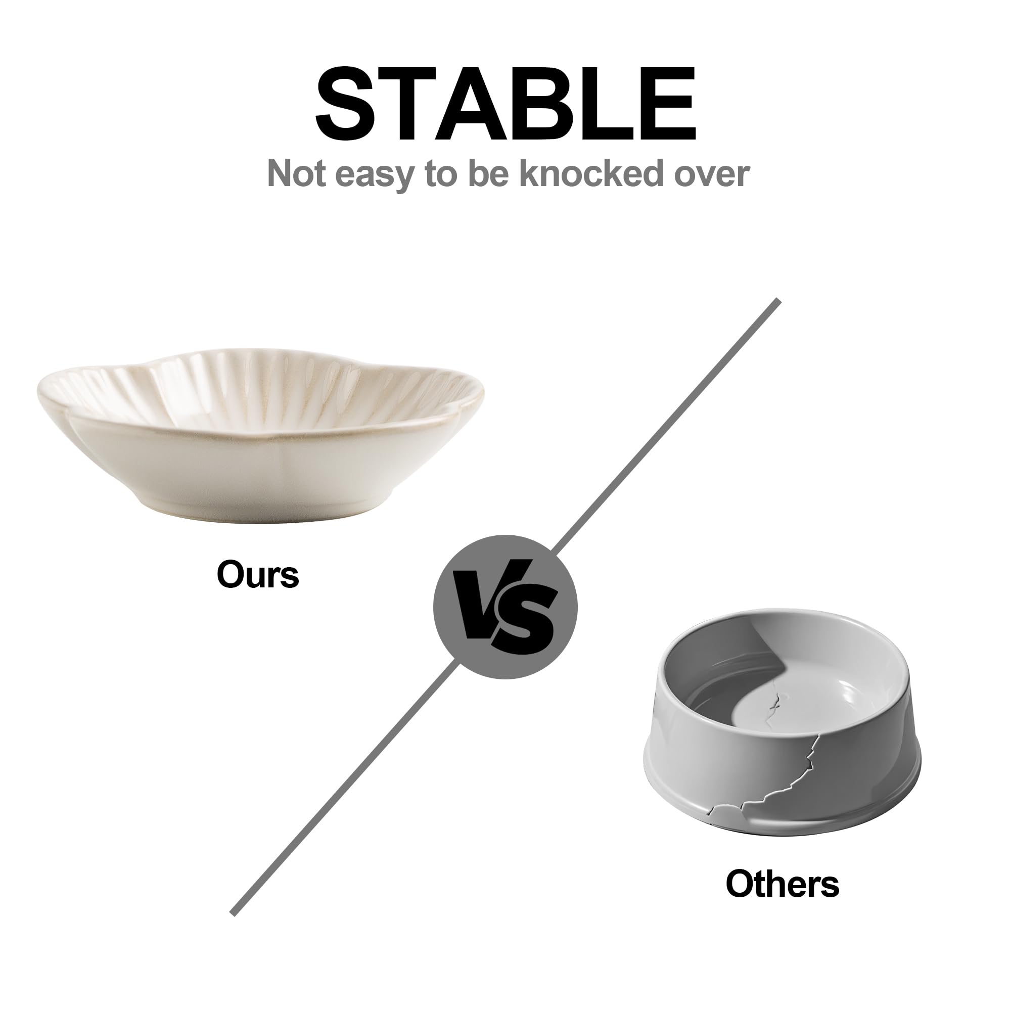 Mecaikru cat bowls outdoors image highlighting weather-friendly ceramic for indoor and patio feeding.