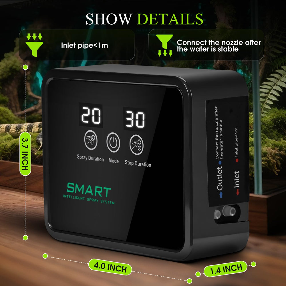 MECESOR 360° nozzles allow targeted humidity without disturbing reptile behavior.