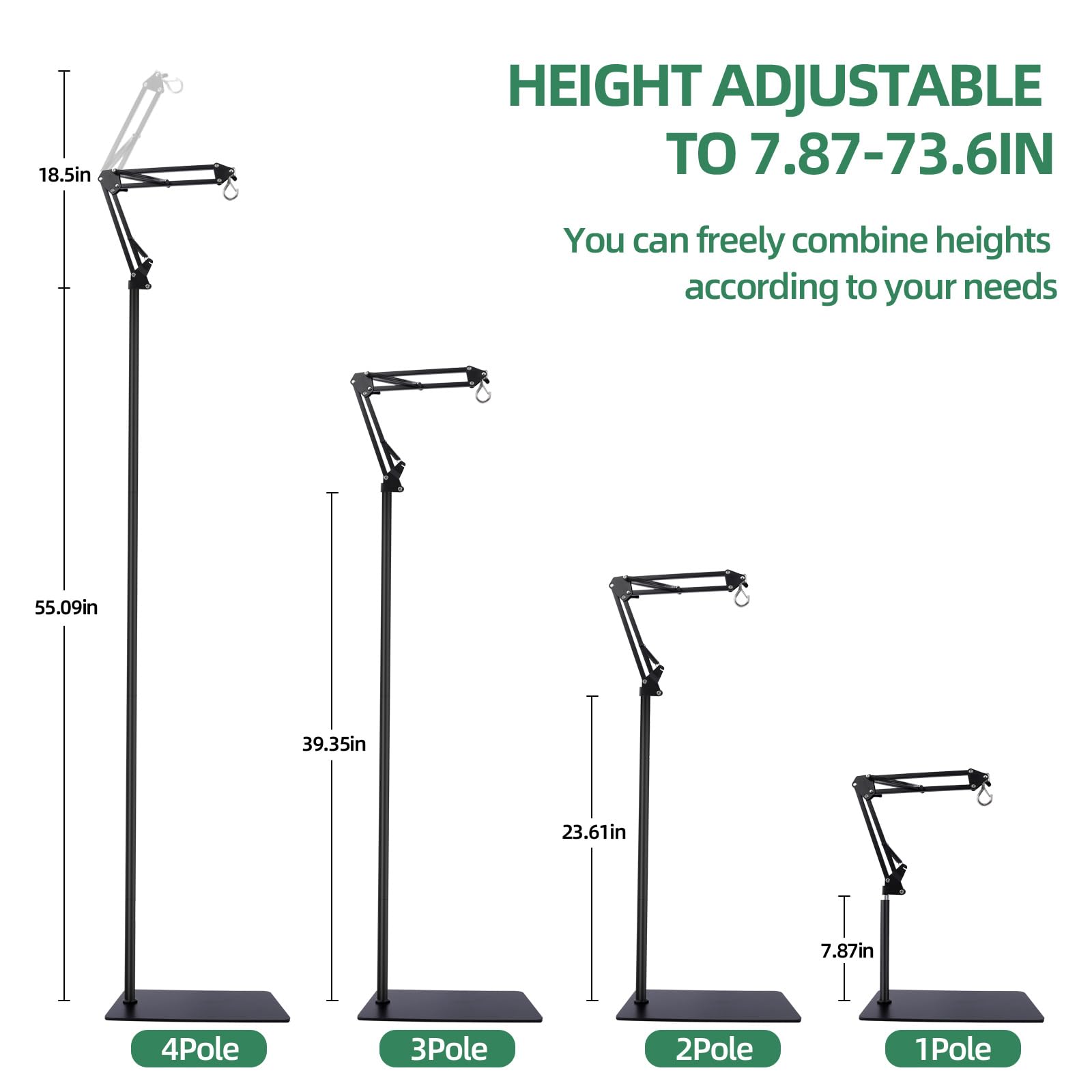 MECESOR Reptile Lamp Stand 360° swing arm for precise lamp positioning