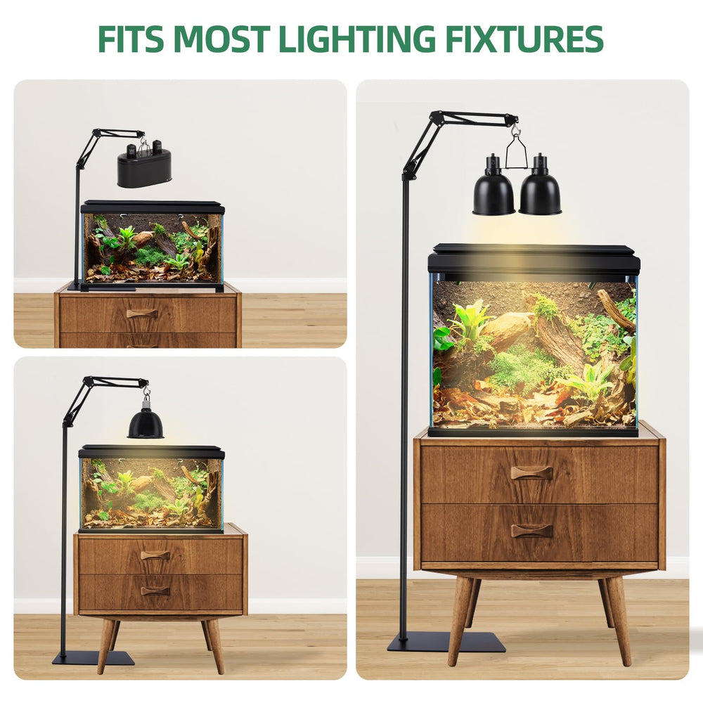 MECESOR Reptile Lamp Stand compatible with glass containers and enclosures
