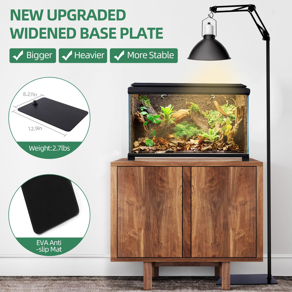 MECESOR Reptile Lamp Stand height-adjustment rods enable flexible cage sizing