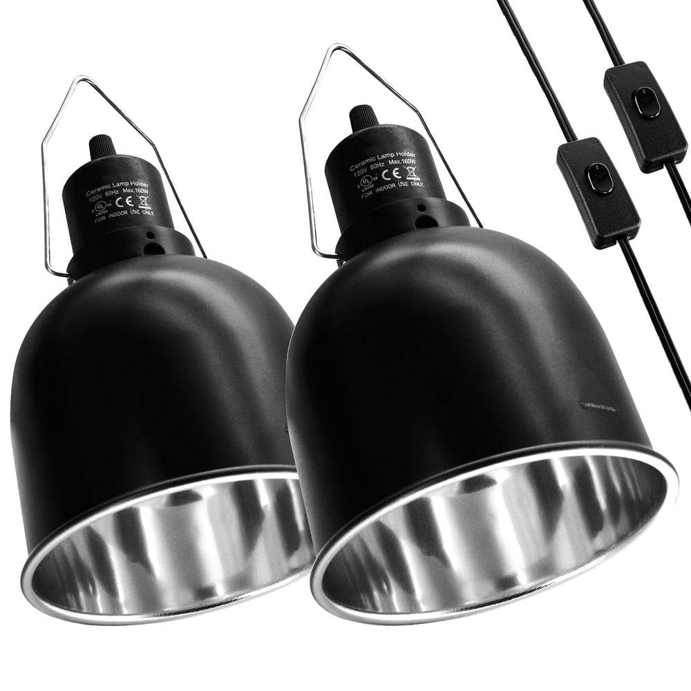 MECESOR reptile light fixture 2-pack ready for setup in glass terrariums