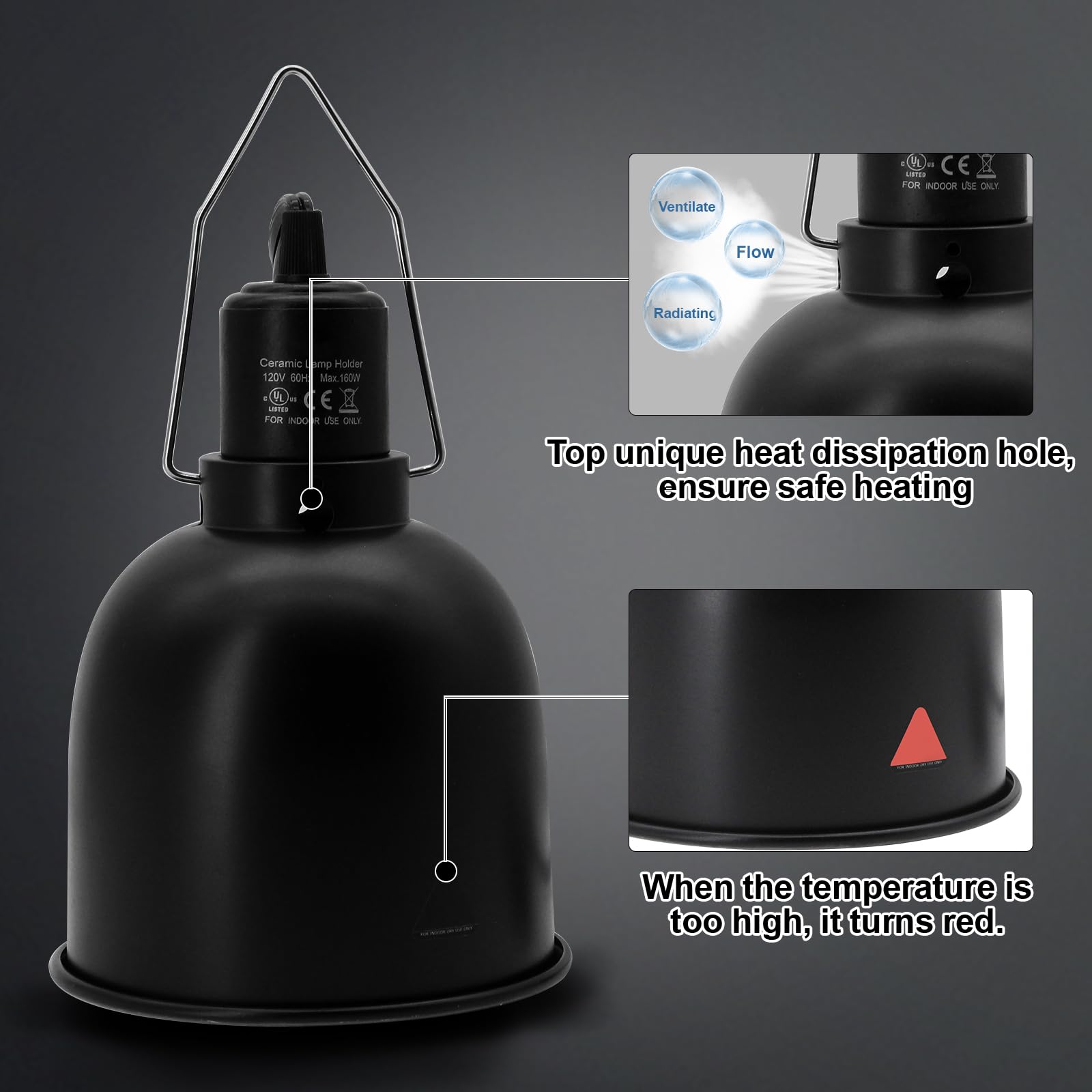 MECESOR reptile light fixture top vent for improved cooling