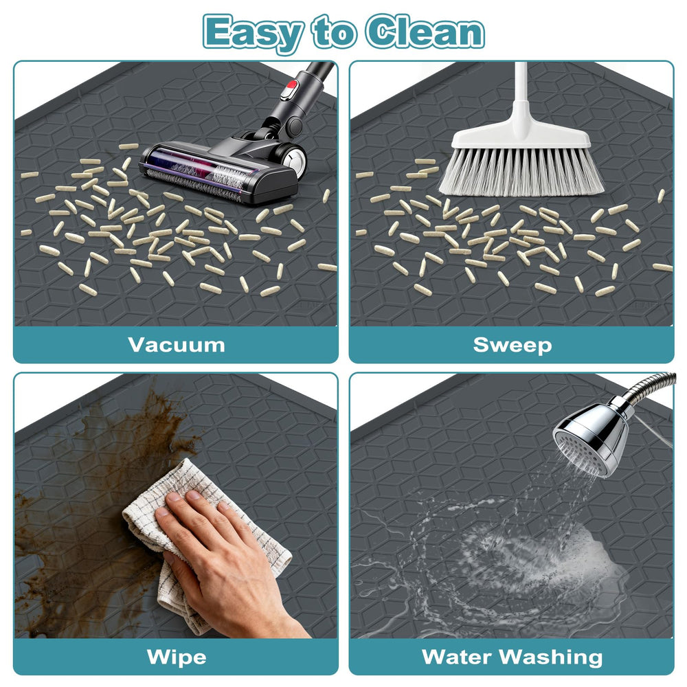 MECHEER Cat Litter Mat non-slip design keeps mat in place on hardwood