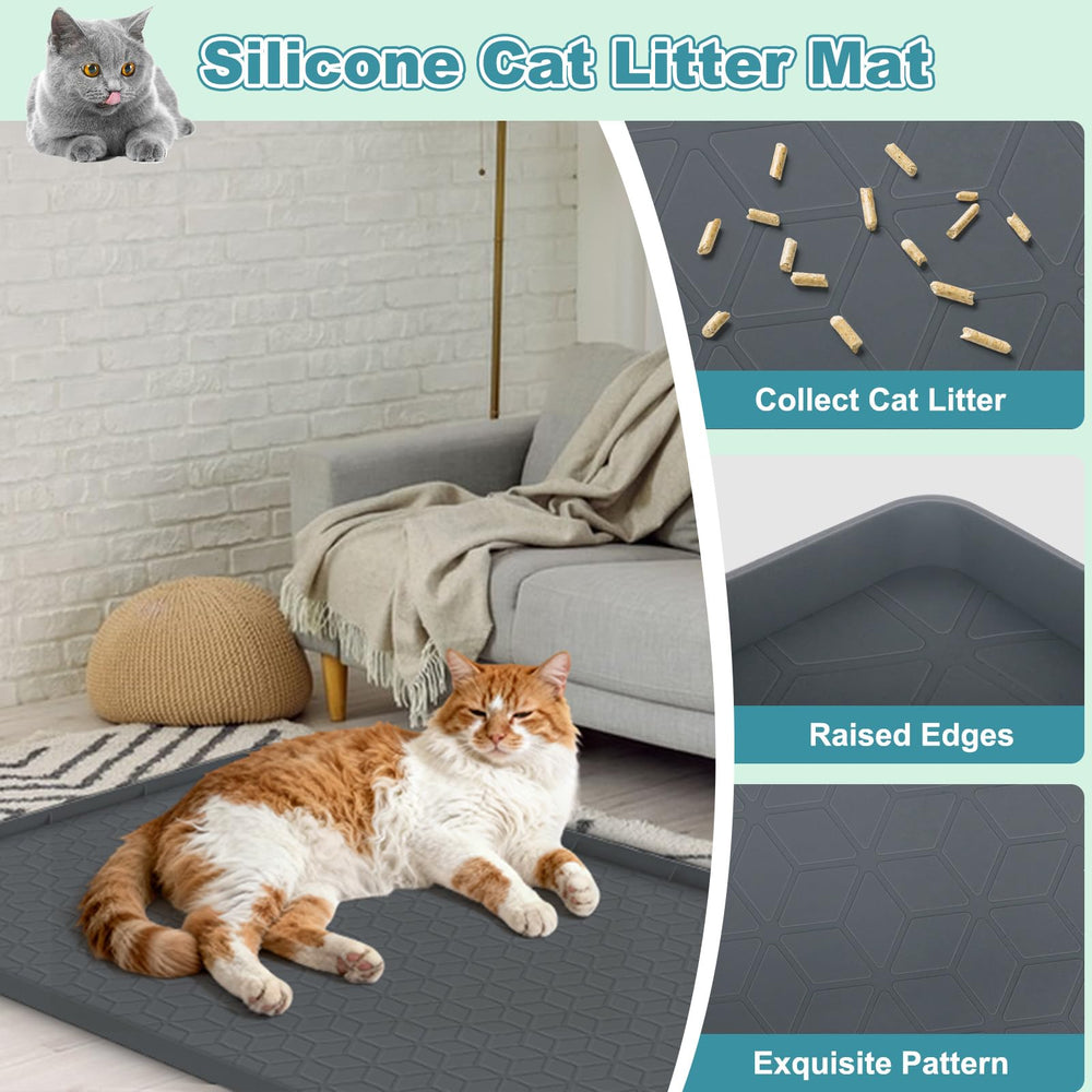 MECHEER Cat Litter Mat cleaning shot demonstrates easy wipe-and-rinse maintenance