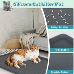 MECHEER Cat Litter Mat cleaning shot demonstrates easy wipe-and-rinse maintenance