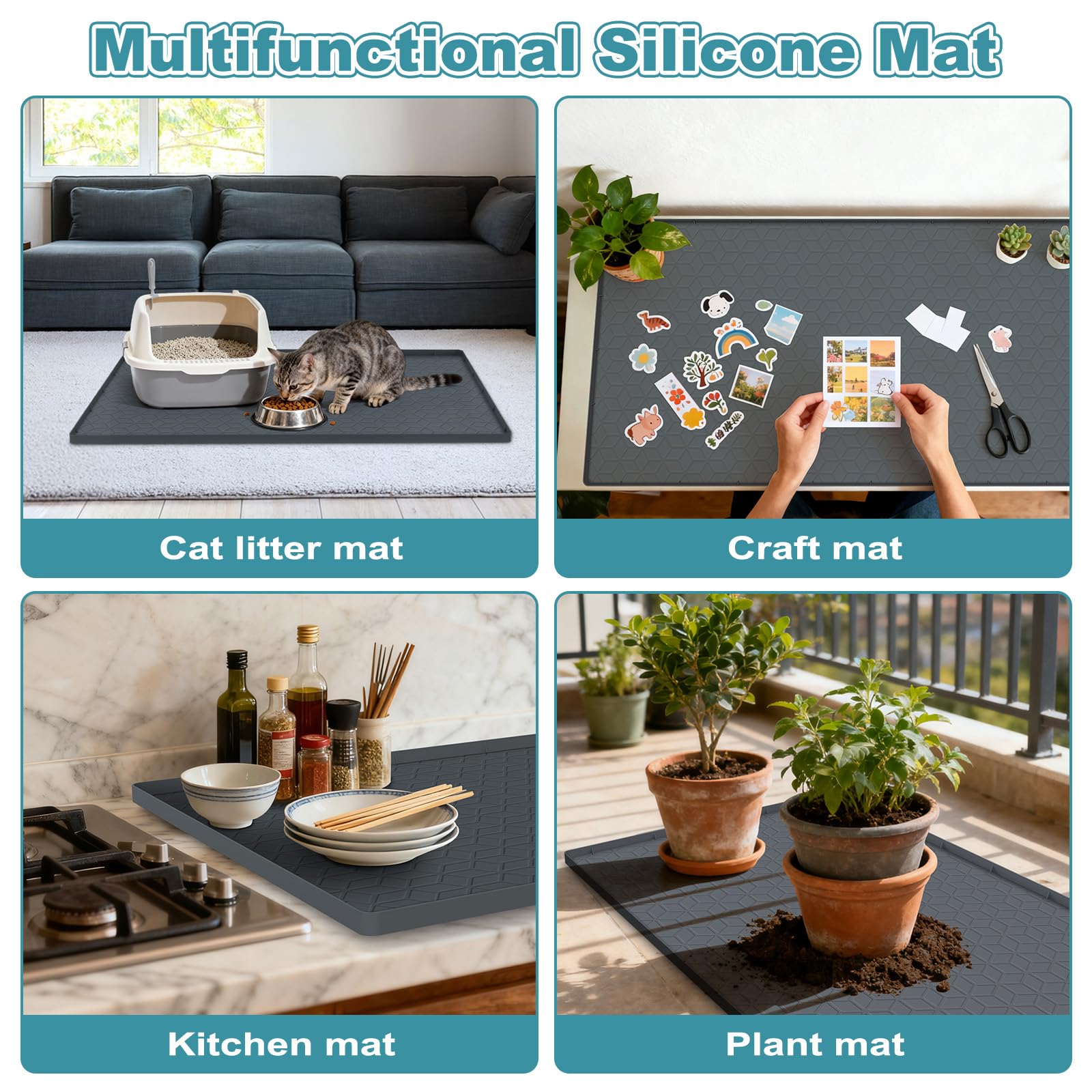 MECHEER Cat Litter Mat long-lasting silicone material preserved shape after use