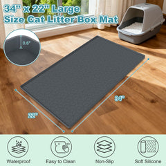 MECHEER Cat Litter Mat paw-step view shows large coverage for standard and big boxes