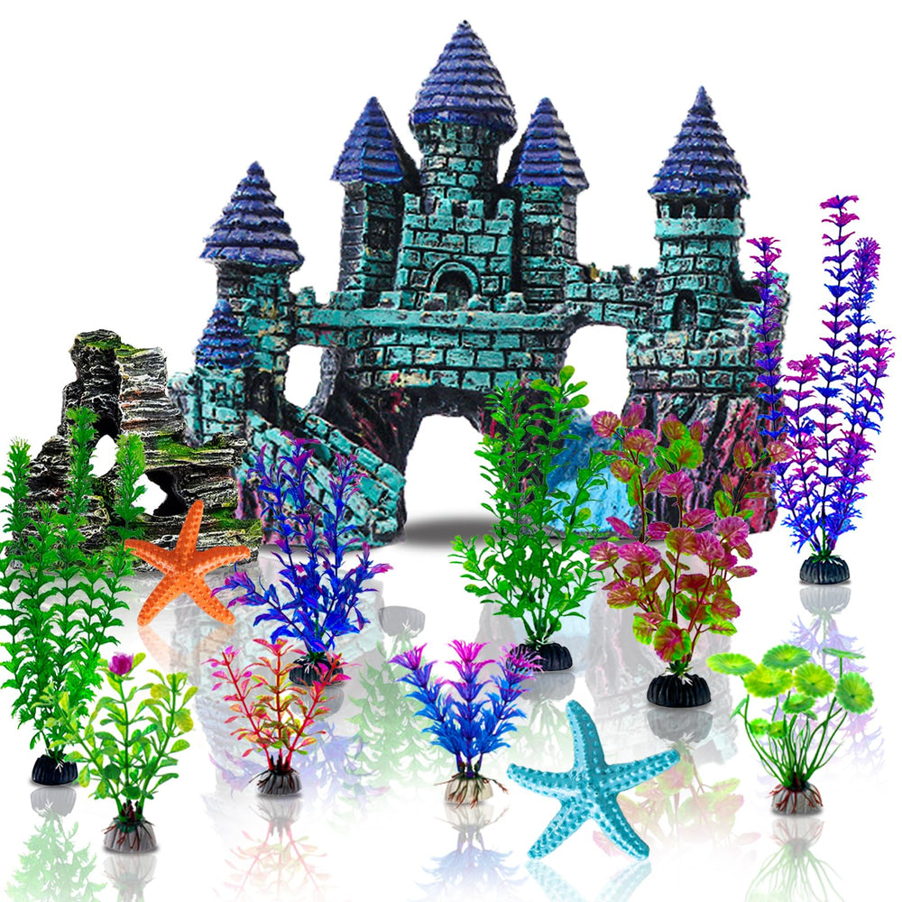 Mechpia aquarium decorations kit castle offering hiding spots and visual centerpiece