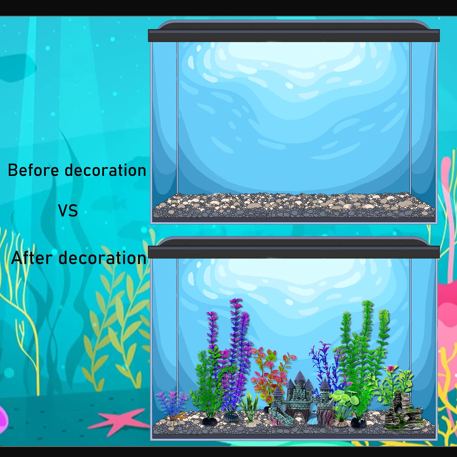 Mechpia medium plastic plant provides vertical interest and shade