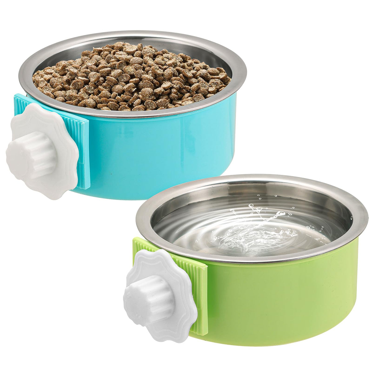 Mechpia crate dog bowl 2pack stainless steel, durable and easy-clean feeding for pets.