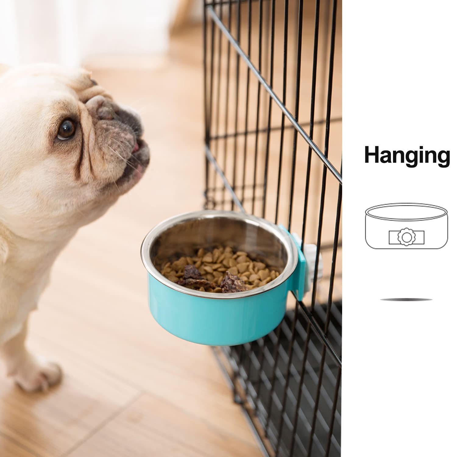 Mechpia crate dog bowl red removable stainless: two-in-one design aids maintenance.
