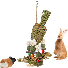 Mechpia Rabbit Toy natural-wood-grass-material promotes healthy chewing and digestion