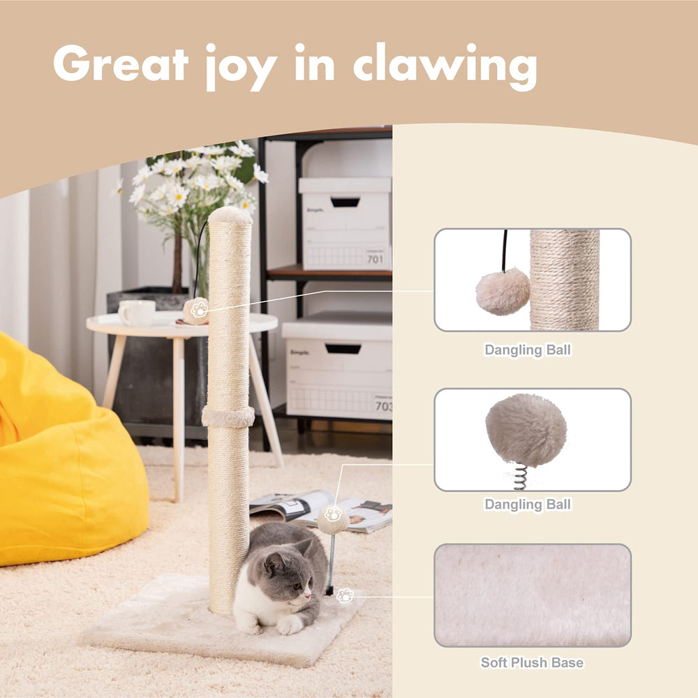 MECOOL sisal pillar closeup highlights natural texture for clawing and exercise