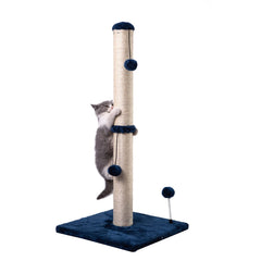 MECOOL 34-inch navy cat scratching post side view protects furniture during play