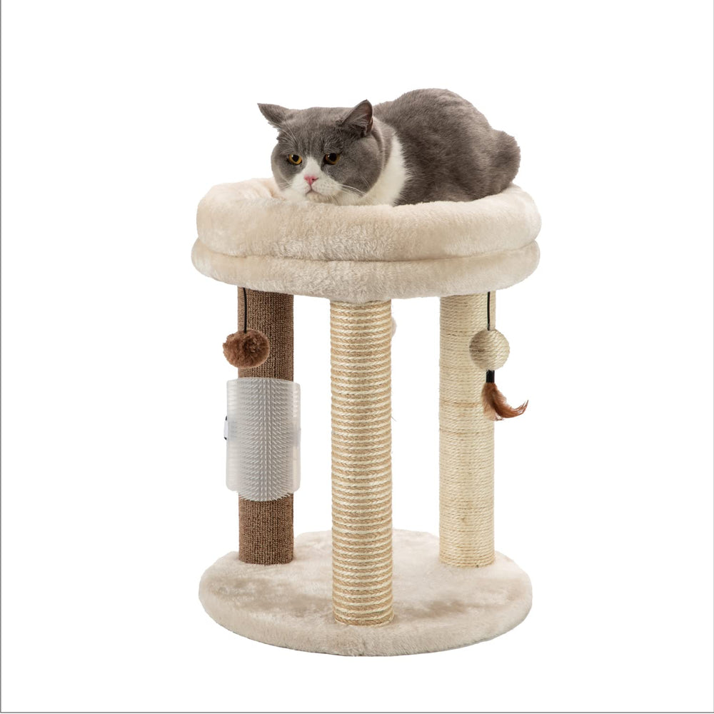 MECOOL 4in1 cat tree base assembly showing sturdy foundation for stable play