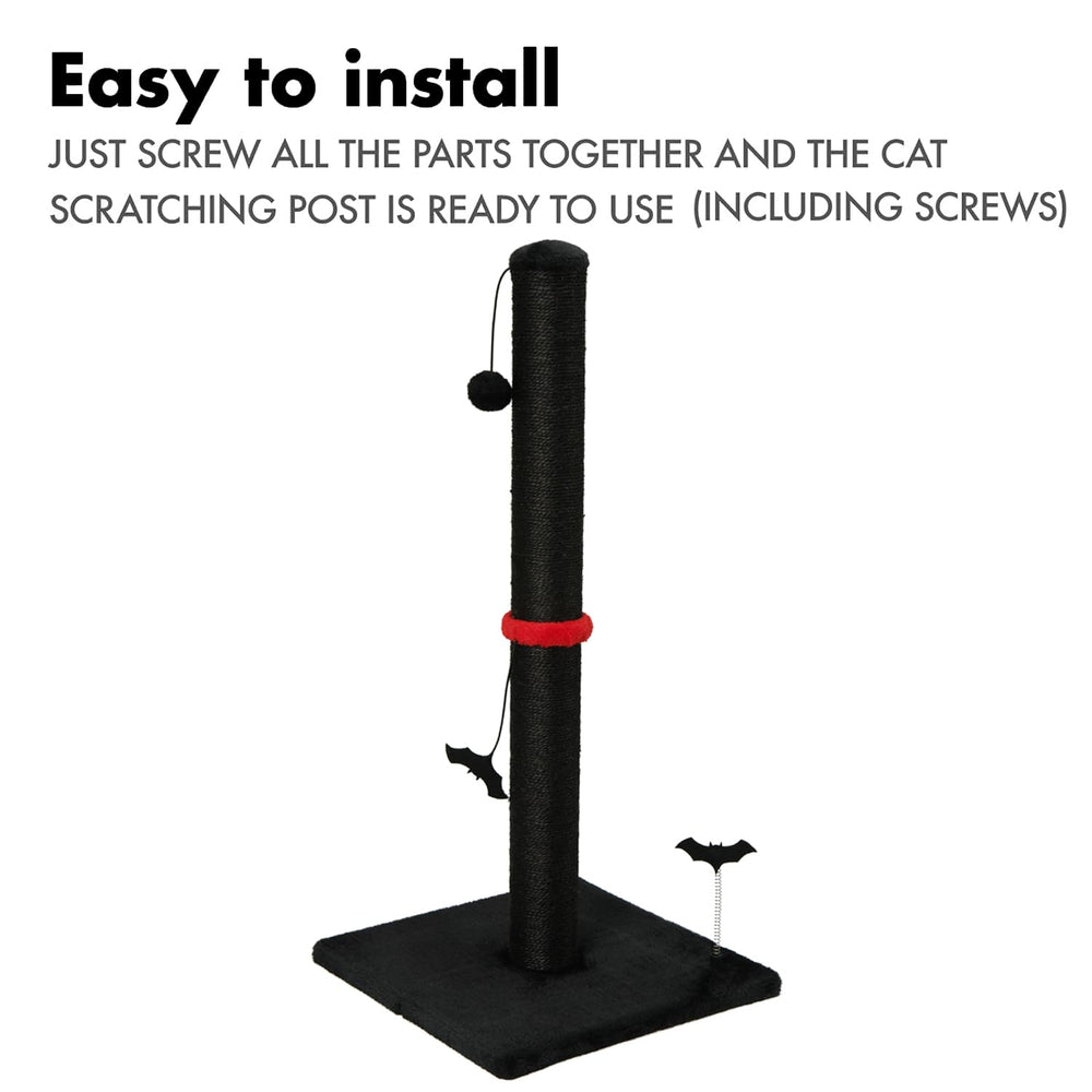 MECOOL living room setup demonstrates space-saving vertical scratch post