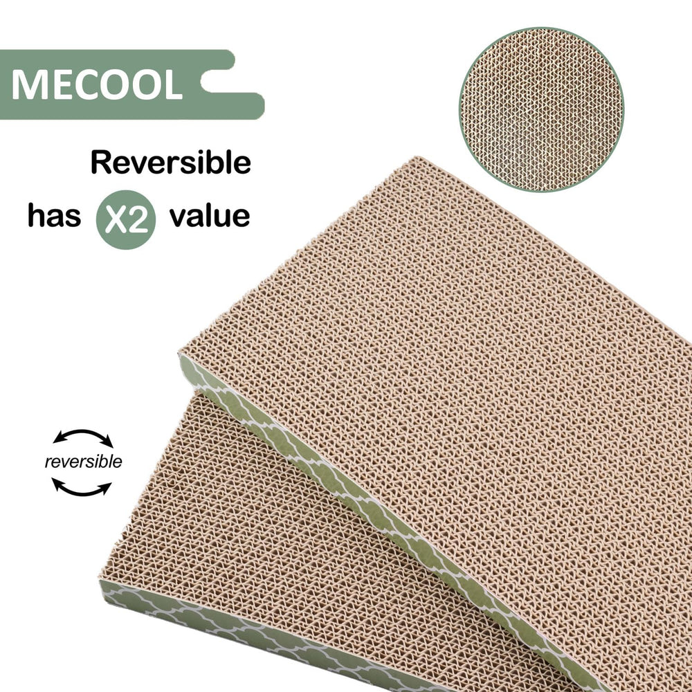 MECOOL Cat Scratcher Cardboard top view showcases two-sided, reversible design for longer use.
