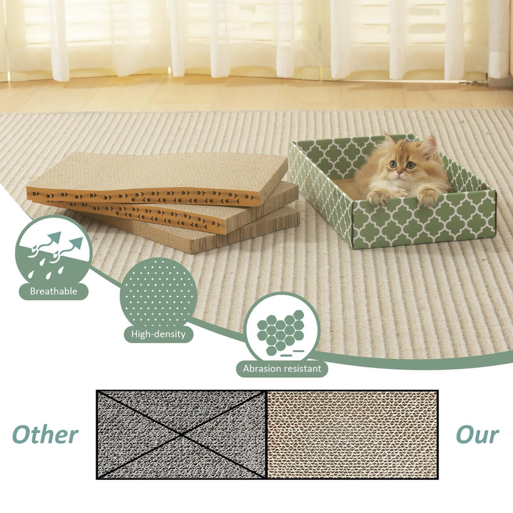 MECOOL Cat Scratching Board showing reversible pad in use on both sides.