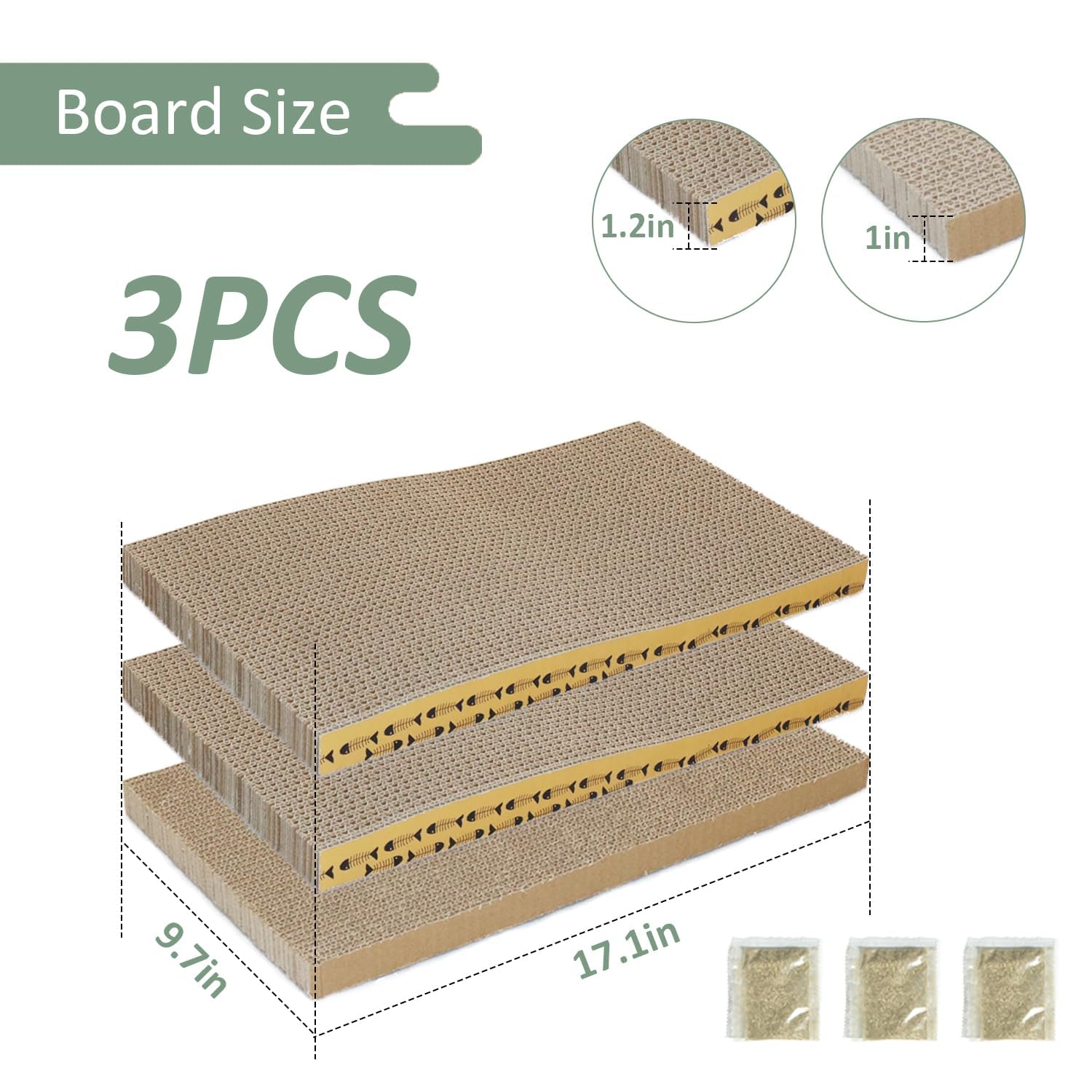 MECOOL Cat Scratching Board side view with reversible pads for double the use.